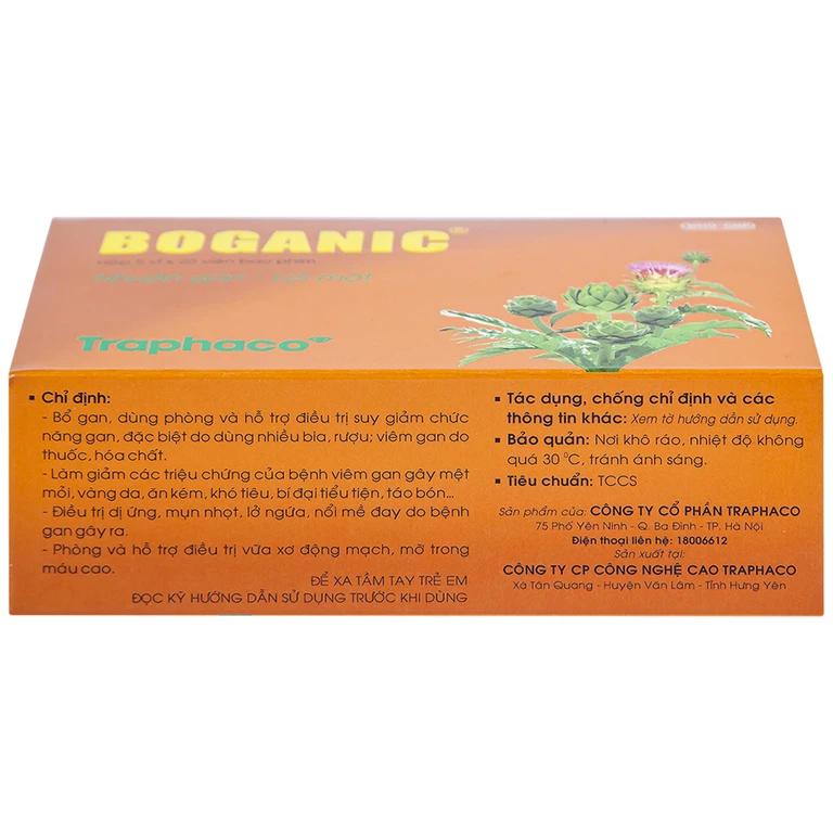 Thuốc Boganic Traphaco bổ gan, hỗ trợ điều trị suy giảm chức năng gan (5 vỉ x 20 viên)