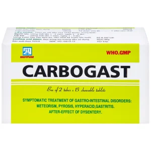 Viên nhai Carbogast Nadyphar điều trị bệnh dạ dày và đường ruột, di chứng của kiết lỵ (2 tuýp x 15 viên)