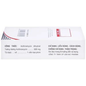 Thuốc Azitnic 500 USA - NIC Pharma điều trị nhiễm khuẩn (6 viên)