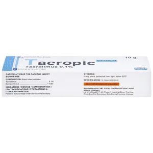 Thuốc mỡ Tacropic Tacrolimus 0,1% Davipharm điều trị chàm thể tạng (10g)