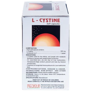 Viên nang mềm L-Cystine 500mg Medisun bổ sung cho người suy dinh dưỡng, kém hấp thu, sạm da (12 vỉ x 5 viên)