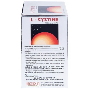 Viên nang mềm L-Cystine 500mg Medisun bổ sung cho người suy dinh dưỡng, kém hấp thu, sạm da (12 vỉ x 5 viên)