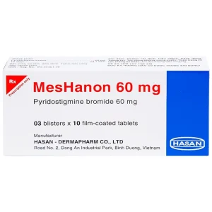 Viên nén MesHanon 60mg Hasan điều trị nhược cơ, tắt ruột do liệt ruột và bí tiểu sau phẫu thuật (3 vỉ x 10 viên)