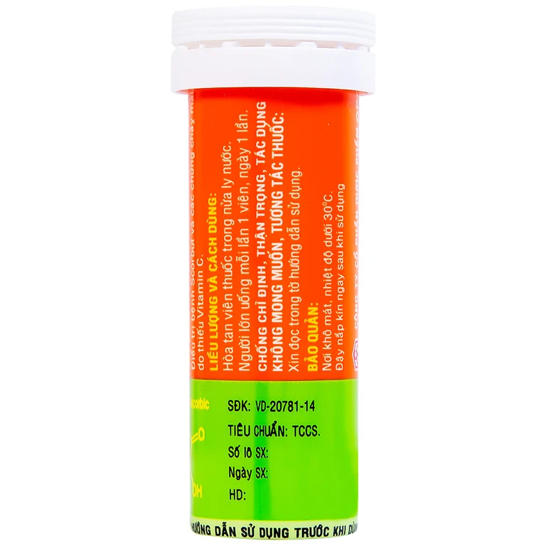 Viên sủi Vitamin C 1000mg OPC điều trị bệnh Scorbut và các chứng chảy máu do thiếu Vitamin C (10 viên)