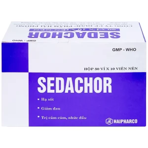 Thuốc Sedachor Haripharco hạ sốt, giảm đau, trị cảm cúm, nhức đầu (50 vỉ x 10 viên)