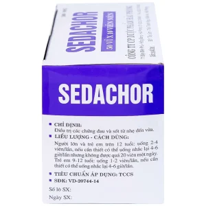 Thuốc Sedachor Haripharco hạ sốt, giảm đau, trị cảm cúm, nhức đầu (50 vỉ x 10 viên)