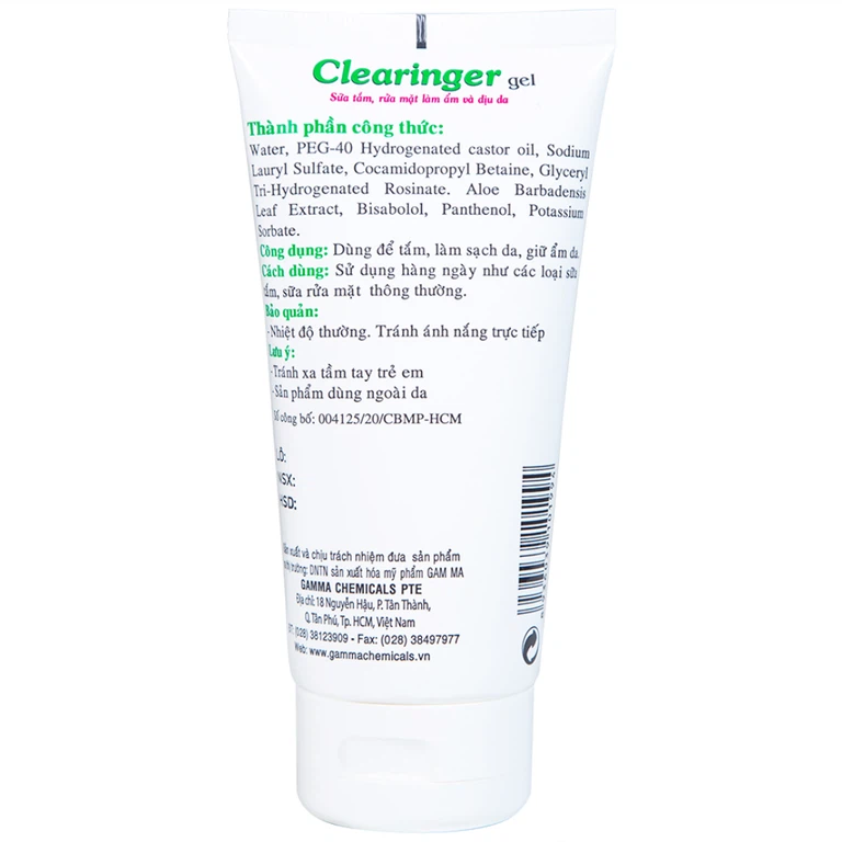 Sữa tắm, rửa mặt Clearinger Gamma làm ẩm và dịu da (150ml)