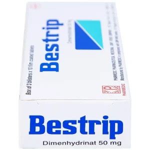 Thuốc Bestrip 50mg Pharmedic phòng và điều trị các chứng buồn nôn do say tàu xe (3 vỉ x 10 viên)