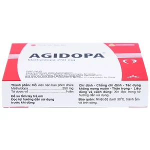 Thuốc Agidopa Agimexpharm điều trị tăng huyết áp (2 vỉ x 10 viên)