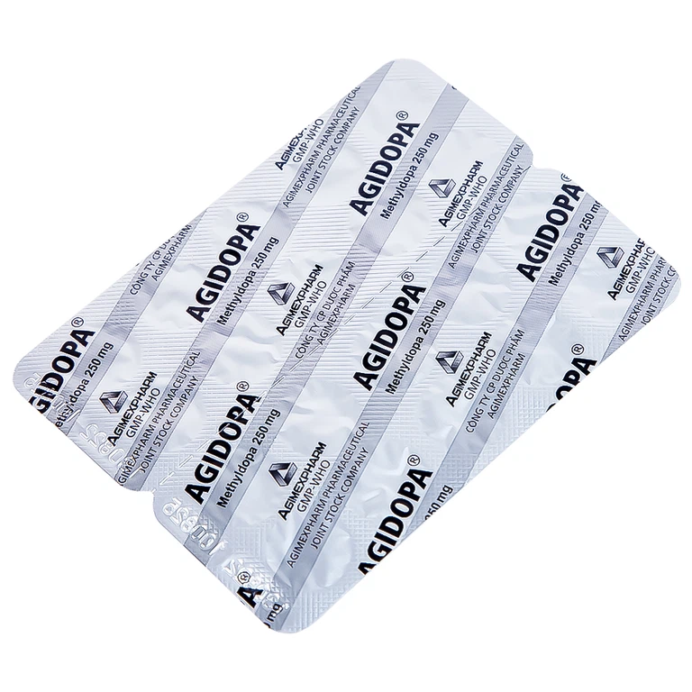 Thuốc Agidopa Agimexpharm điều trị tăng huyết áp (2 vỉ x 10 viên)