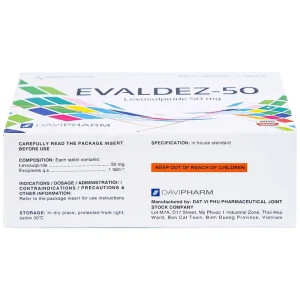 Thuốc Evaldez 50 Davipharm điều trị trầm cảm (6 vỉ x 10 viên)