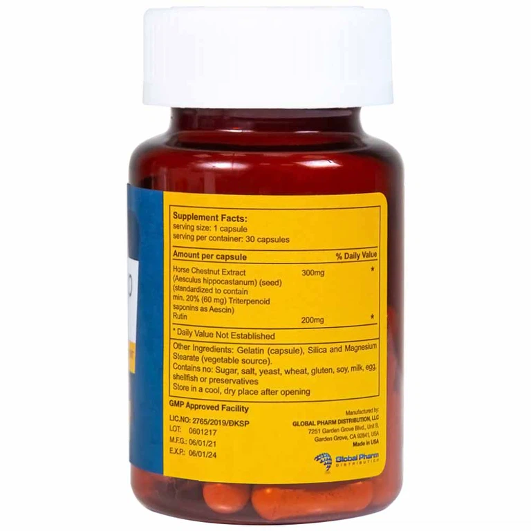 Viên uống Venocap Global Pharm giúp cải thiện các triệu chứng suy giãn tính mạch (30 viên)