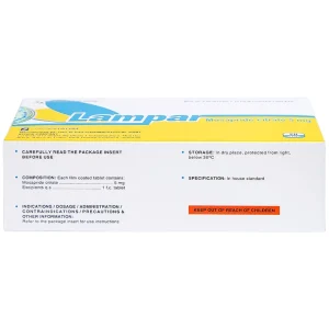 Viên nén Lampar 5mg DaviPharm điều trị bệnh trào ngược dạ dày - thực quản mạn tính (6 vỉ x 10 viên)