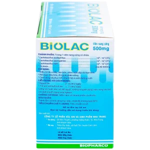 Men vi sinh sống Biolac Biopharco điều trị tiêu chảy, rối loạn tiêu hóa (10 vỉ x 10 viên)