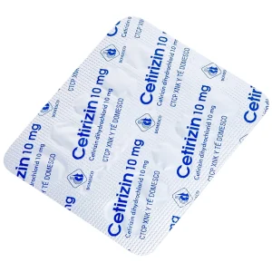 Thuốc Cetirizin 10mg Domesco điều trị viêm mũi dị ứng, mày đay (10 vỉ x 10 viên)