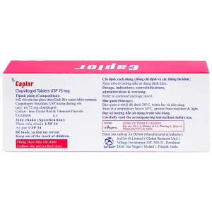 Thuốc Caplor 75mg INd-Swift giảm huyết khối tắc mạch (3 vỉ x 10 viên)