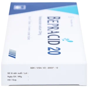 Thuốc Bepracid 20mg Pymepharco điều trị trào ngược dạ dày – thực quản, loét dạ dày - tá tràng (1 vỉ x 14 viên)