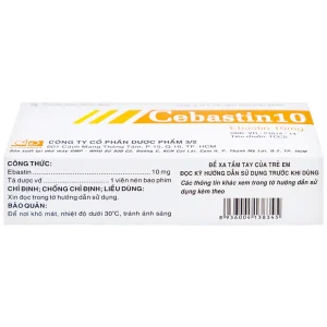 Thuốc Cebastin10 Dược 3-2 điều trị viêm mũi dị ứng, mày đay (3 vỉ x 10 viên)