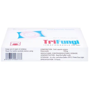 Thuốc Trifungi Pymepharco điều trị nhiễm nấm Candida ở miệng - họng (1 vỉ x 4 viên)