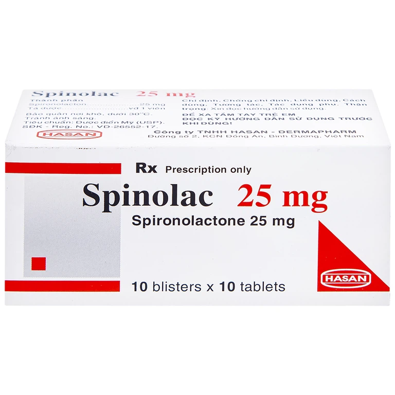 Thuốc Spinolac 25mg Hasan điều trị phù do tim sung huyết (10 vỉ x 10 viên)
