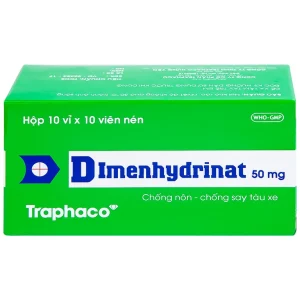 Thuốc Dimenhydrinat 50mg Traphaco chống nôn, chống say tàu xe (10 vỉ x 10 viên)