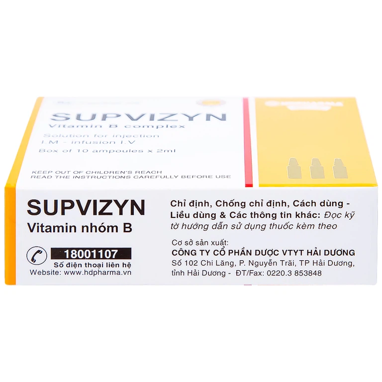Dung dịch tiêm Supvizyn HDpharma dự phòng và điều trị thiếu các Vitamin nhóm B (10 ống)