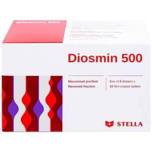 Thuốc Diosmin 500 Stella điều trị triệu chứng liên quan đến suy tĩnh mạch - mạch bạch huyết (6 vỉ x 10 viên)