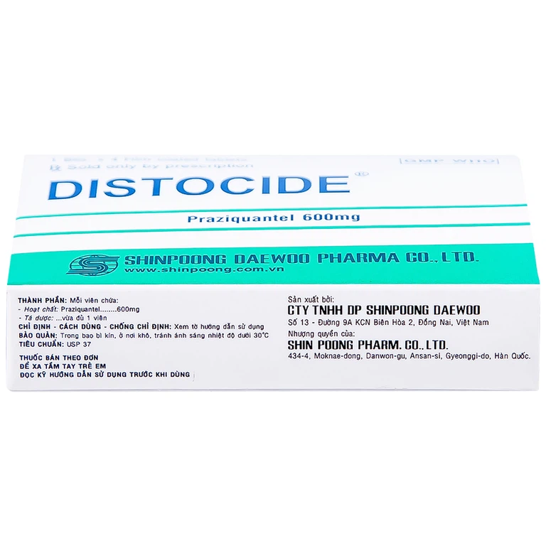Thuốc Distocide Shinpoong Daewoo điều trị sán máng, sán lá gan nhỏ (1 vỉ x 4 viên)