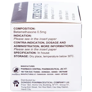 Thuốc Cetasone 0.5mg Pharbaco điều trị thấp khớp, bệnh hệ thống tạo keo (100 viên)
