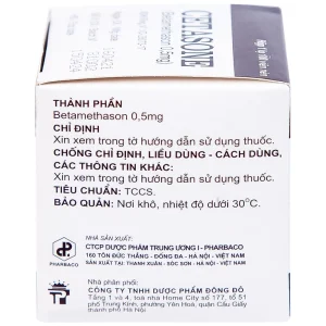 Thuốc Cetasone 0.5mg Pharbaco điều trị thấp khớp, bệnh hệ thống tạo keo (100 viên)