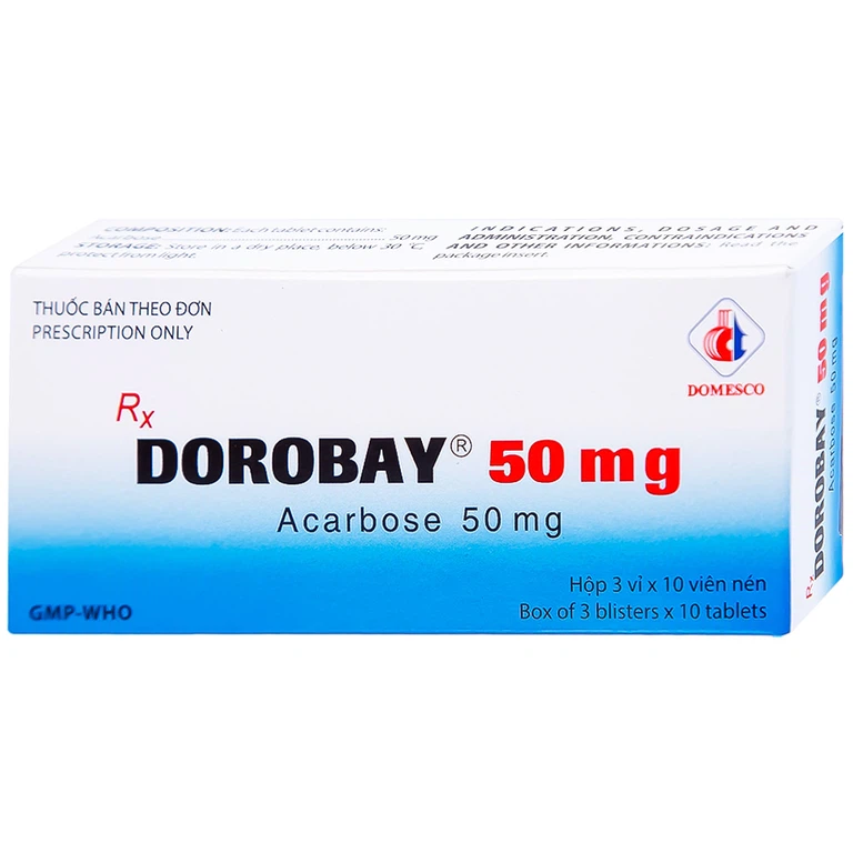 Thuốc Dorobay 50mg Domesco điều trị đái tháo đường típ 2 (3 vỉ x 10 viên)