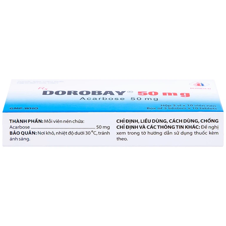 Thuốc Dorobay 50mg Domesco điều trị đái tháo đường típ 2 (3 vỉ x 10 viên)