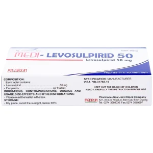 Viên nén Medi-Levosulpirid 50 Medisun điều trị tâm thần phân liệt, rối loạn tiêu hóa (3 vỉ x 10 viên)