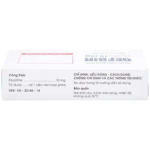 Thuốc Gefbin Medisun điều trị viêm mũi dị ứng, mề đay vô căn mạn tính (3 vỉ x 10 viên)