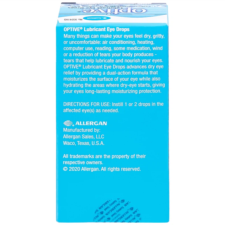 Thuốc nhỏ mắt Optive Allergan giảm nóng, kích ứng và khó chịu do khô mắt (15ml)