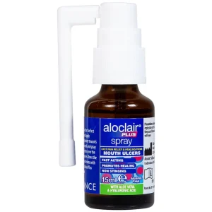 Chai xịt Aloclair Plus Spray giảm đau nhanh bệnh tay chân miệng, nhiệt miệng, chỉnh nha, nhổ răng (15ml)