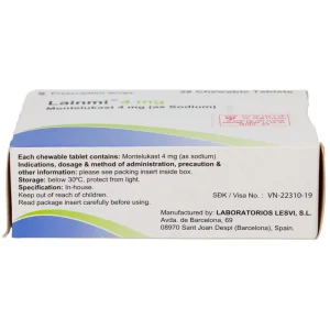 Thuốc Lainmi 4mg Lesvi phòng ngừa và điều trị hen (4 vỉ x 7 viên)