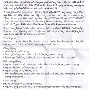 Dung dịch vệ sinh tai, mũi, họng LiveSpo NAVAX 30ml giảm nguy cơ viêm tai, mũi, họng, viêm xoang
