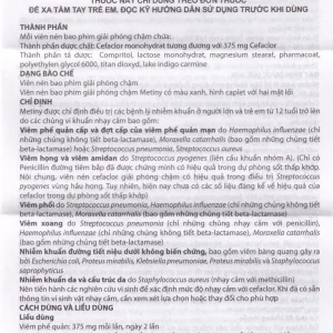 Thuốc Metiny 375mg Merap Group điều trị các bệnh lý nhiễm trùng viêm phế quản cấp (1 vỉ x 10 viên)