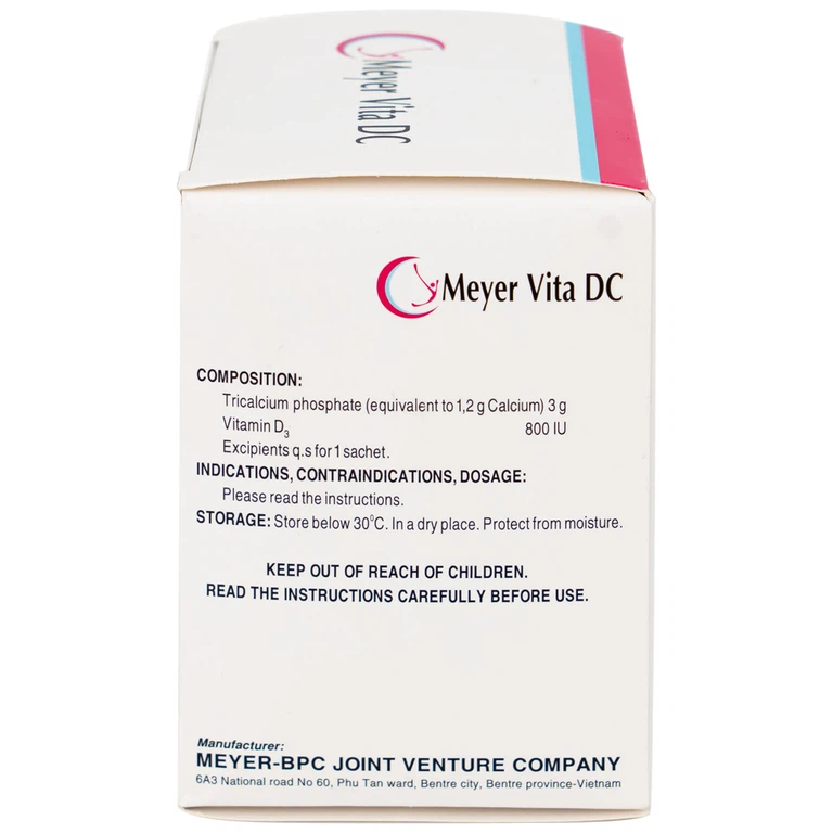 Cốm Pha Hỗn Dịch Uống Meyer Vita DC điều trị và phòng ngừa thiếu vitamin D và canxi, loãng xương (20 gói)