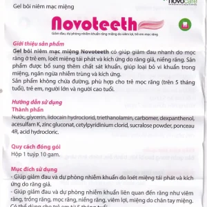 Gel bôi niêm mạc miệng Novoteeth 10g Novocare giảm đau, dự phòng nhiễm khuẩn răng miệng do trẻ mọc răng