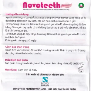 Gel bôi niêm mạc miệng Novoteeth 10g Novocare giảm đau, dự phòng nhiễm khuẩn răng miệng do trẻ mọc răng