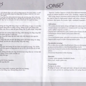 Đai thắt lưng cao cấp Olumba Size XL dự phòng tổn thương cột sống thắt lưng