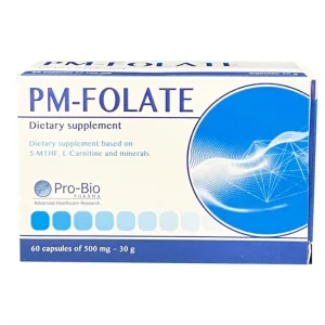 Viên uống Pm-Folate Probio hỗ trợ chống oxy hóa, hỗ trợ tăng cường sức khỏe sinh sản (60 viên x 30g)