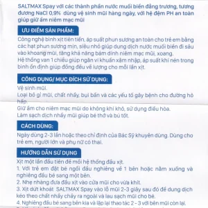 Dung dịch vệ sinh mũi Saltmax Spay 100ml Việt Sinh giữ ẩm niêm mạc mũi