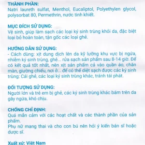 Dung dịch xịt ngoài da Sebosan 100ml Đức Phúc vệ sinh, làm sạch các loại ký sinh trùng khỏi da