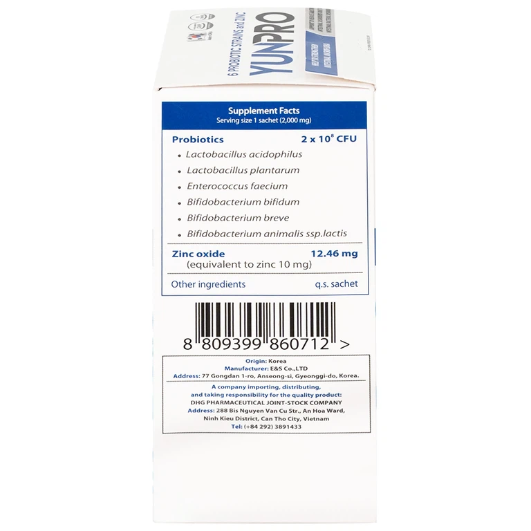 Men vi sinh Yunpro 2g DHG Pharma cân bằng hệ vi sinh đường ruột, giảm rối loạn tiêu hóa (20 gói)