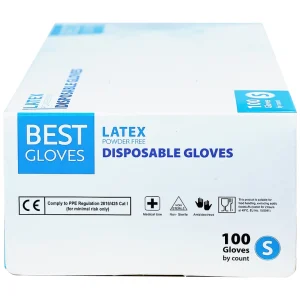 Găng tay cao su y tế không bột phủ Latex Powder Free Disposable Best Gloves size S (100 cái)