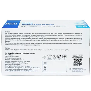 Găng tay cao su y tế không bột phủ Latex Powder Free Disposable Best Gloves size S (100 cái)
