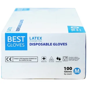 Găng tay cao su y tế không bột phủ Latex Powder Free Disposable Best Gloves size M (100 cái)